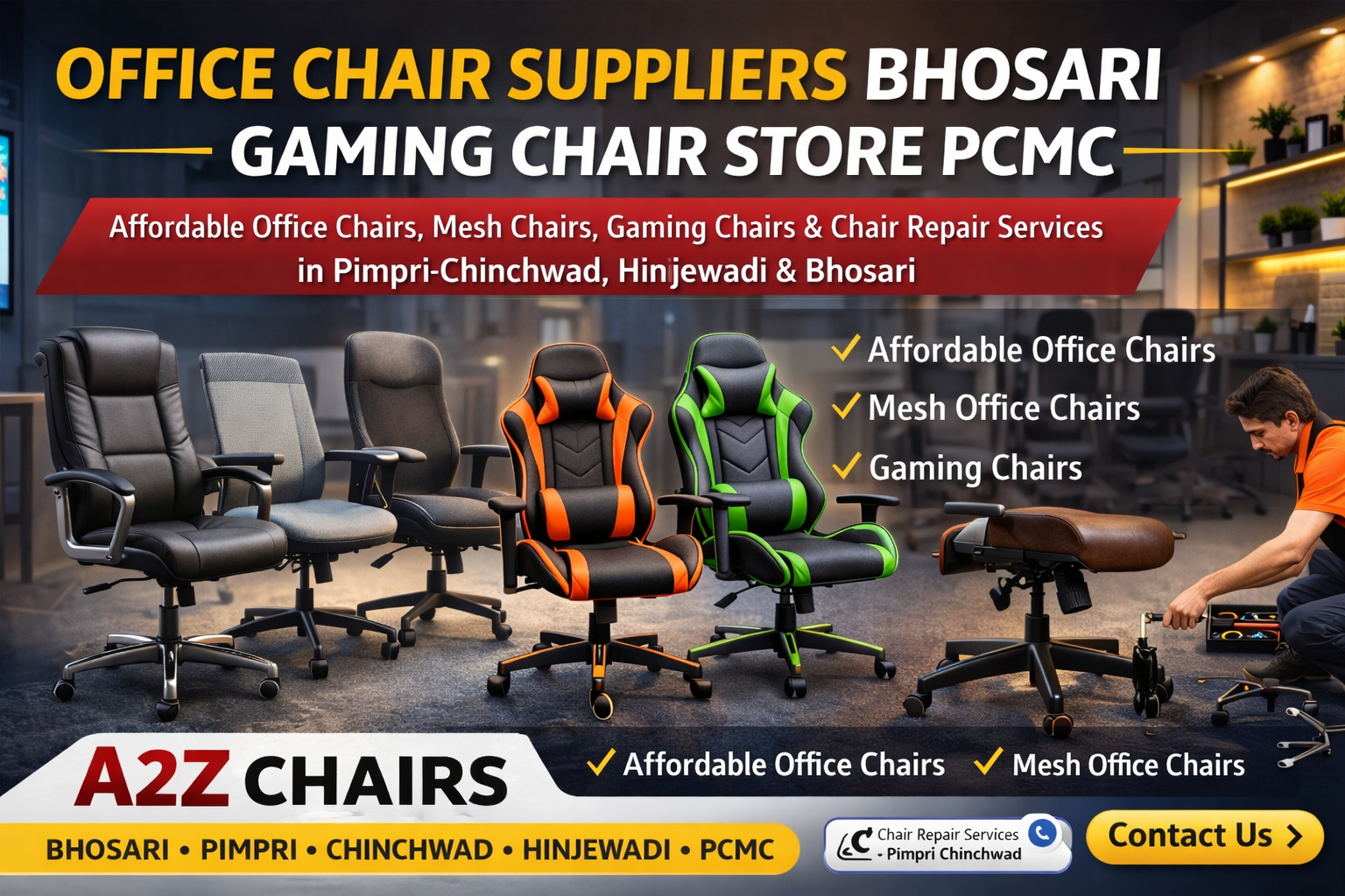 Office Chair Suppliers Bhosari | Gaming Chair Store PCMC