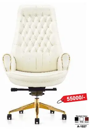 A-1027 Royal Executive Chair – White Leather & Gold Base                                                                                                       