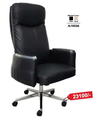 A-1023A Premium High-Back Office Chair – Sleek Black Leatherette